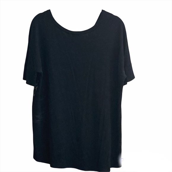 Apt. 9 Black w/ Grey Print Short-sleeved T-Shirt Style Top Petite Large EUC - Picture 2 of 4
